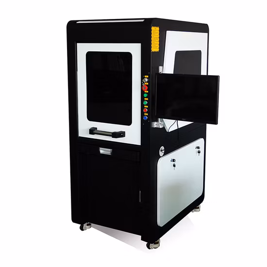 30W Enclosed Design Fiber Laser Marking Machine with Focus Finder & Motorized Z